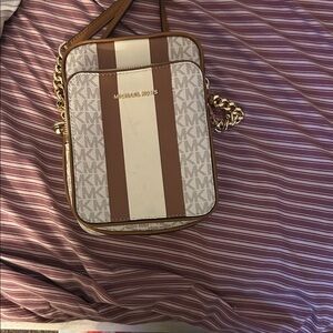 Michael Kors Tan and White Men's Messenger Bag